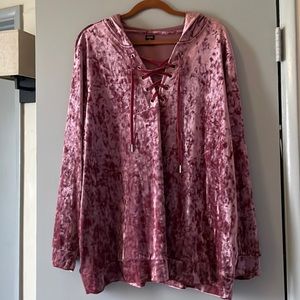 City Streets Pink Velvet Hooded Sweatshirt